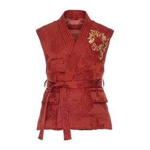 【韩雪同款】花木深新中式马甲本命年红色拜年服鹅绒羽绒刺绣马夹