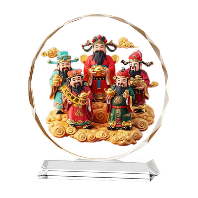 五福财神爷招财玄关水晶摆件