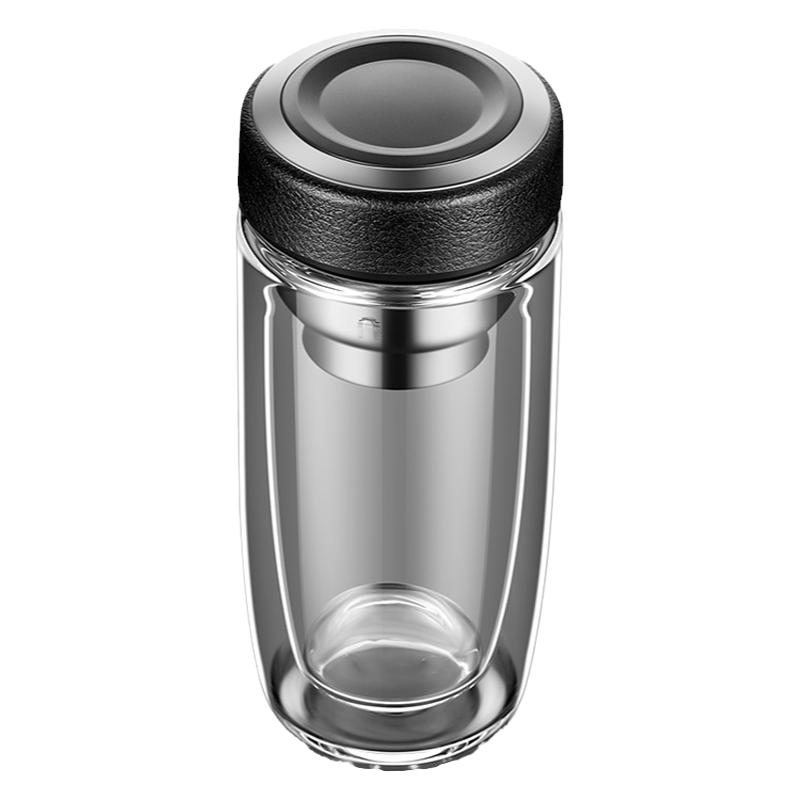 MiFaSi玻璃杯雙層便攜男商務(wù)專用泡茶杯茶水分離加厚大容量水杯