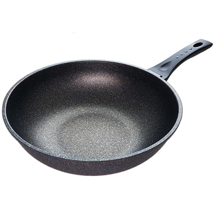 韩国进口麦饭石炒锅不粘少油烟平底锅燃气灶电磁炉用家用炒菜锅具