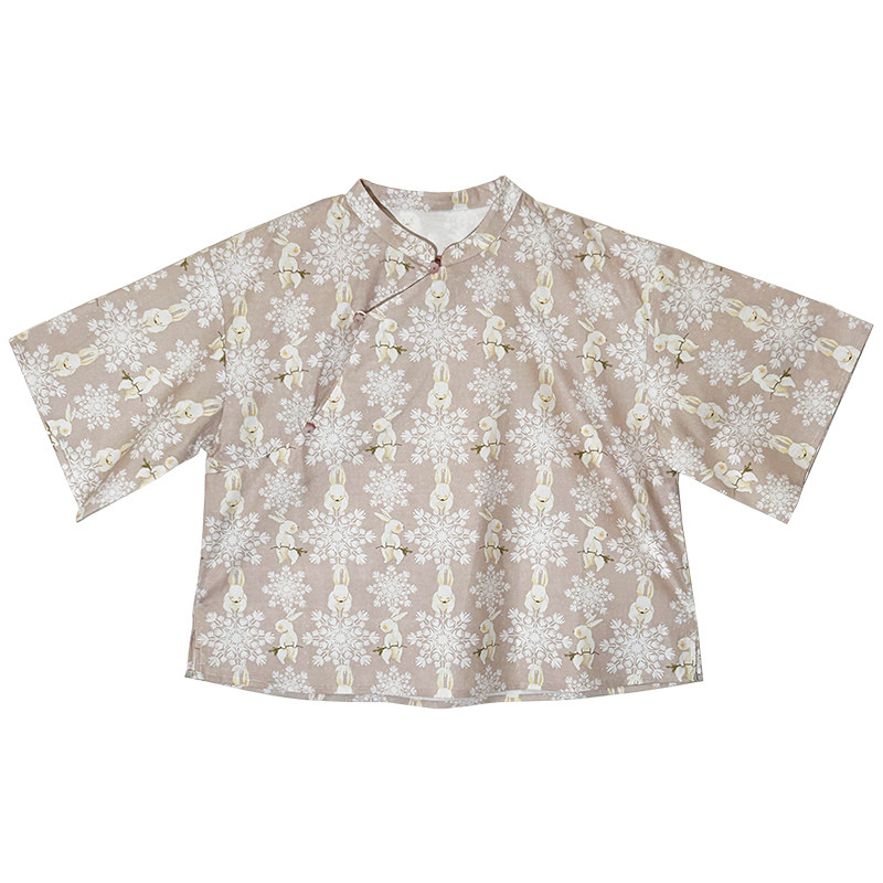 毛小姐春秋玉兔图案礼服全棉舒适