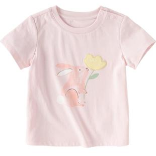 戴维贝拉儿童短袖抗菌防螨T恤洋气男童纯棉上衣女童新款打底夏装