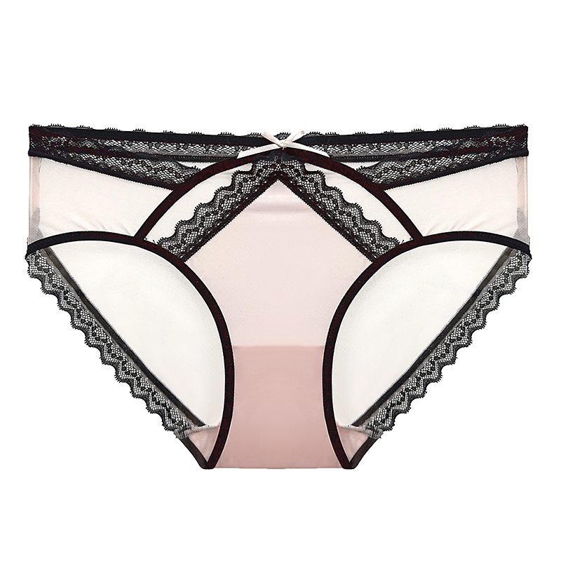 蕾丝内裤女性感新款时尚法式轻奢刺绣镂空网纱少女低腰全棉裆透气