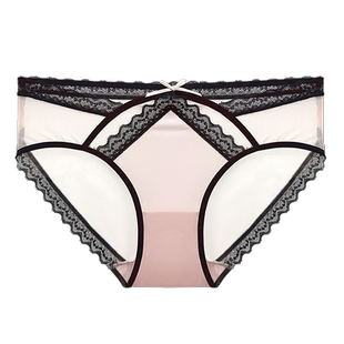 蕾丝内裤女性感新款时尚法式轻奢刺绣镂空网纱少女低腰全棉裆透气