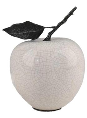 极简裂纹白色陶瓷苹果装饰摆件