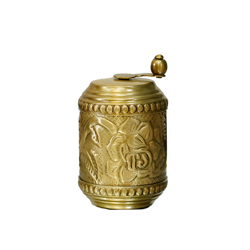 费灵家居印度进口欧式美式黄铜制品雕花手摇软皮尺轻奢手工艺品