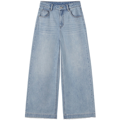 热风2026年休闲九分阔腿牛仔裤