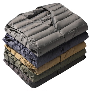 雅鹿2025新款男无领羽绒内胆马甲V领轻薄羽绒服保暖内穿大码背心