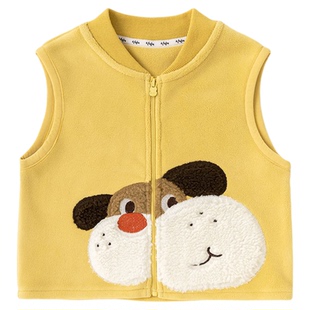嘟嘟家宝宝马甲加绒春季卡通男童坎肩保暖秋冬女童上衣加厚防静电