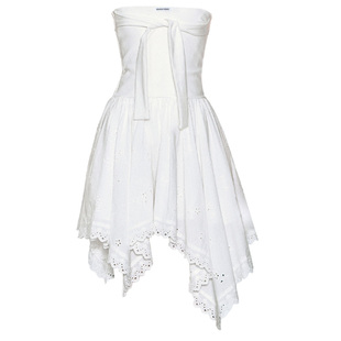 【现货】易碎商店·白羽漫舞简约设计高级感抹胸绑带不规则连衣裙