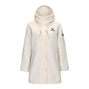 骆驼女装羊羔绒外套中长款2026春秋通勤防风保暖加厚连帽大衣