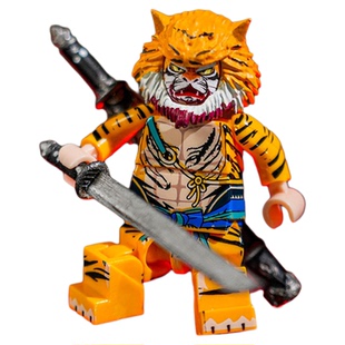 黑神话悟空黄风岭虎先锋刀剑乐高人仔积木人手绘涂装手办玩具模型