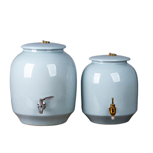 景德镇陶瓷水缸10斤15斤20斤家用纯净水水桶泡茶储水罐冷水壶带盖