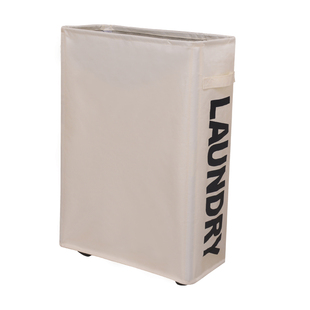 家用布艺瑜伽收纳筐脏衣蓝卧室衣物整理带轮子可折叠装脏衣服篓子