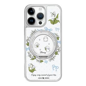 铃兰白兔适用苹果17Promax手机壳新款iPhone16Pro磁吸带支架保护套支点ip15可爱高级感14的13pm全包网红女air