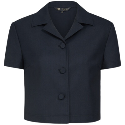 HUI卉黛黑色单排扣正肩短衬衫