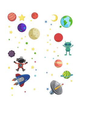 外星人宇宙夜光装饰墙贴画
