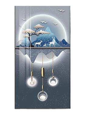 轻奢入户进门玄关装饰画走廊尽头过道背景墙挂画玄幻现代简约壁画
