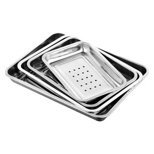 不锈钢蒸饭盘长方形商用蒸饭柜专用的蒸盘饭店烤箱有孔托盘40x60