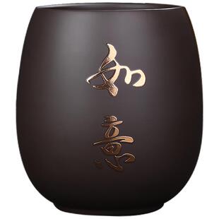 原矿紫砂大容量主人杯功夫茶杯手工描金单杯水杯家用中式品茗杯
