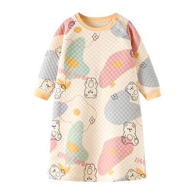 宝宝睡袍三层夹棉婴儿纯棉睡衣