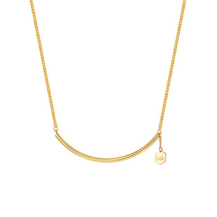 明牌珠宝5G黄金微笑LUCK项链 足金简约大U型几何女士套链AFB0310