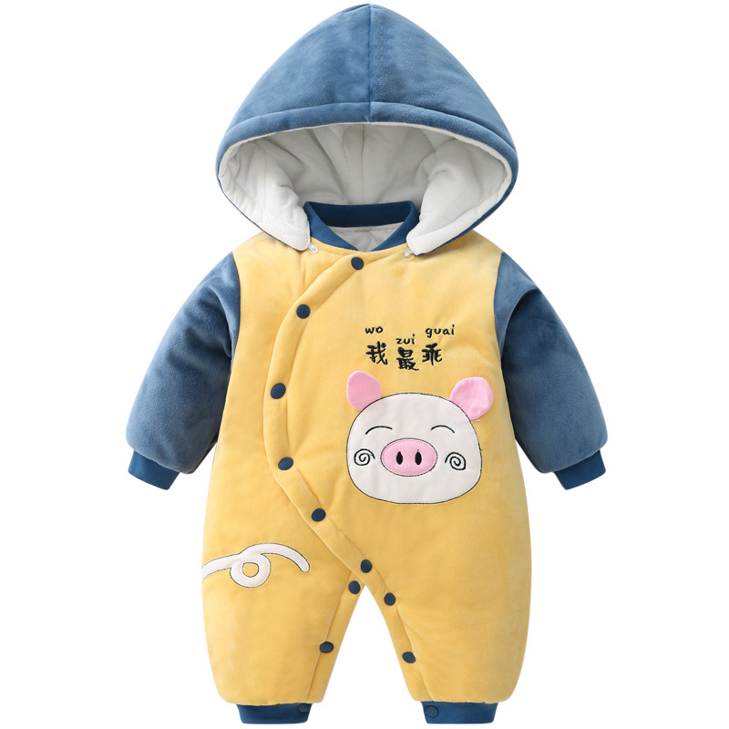 婴儿冬装加厚爬服宝宝连体衣棉服