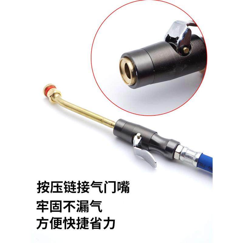 汽车轮胎打气嘴接头补胎气压表胎压表管配件自锁充气软管头延长管