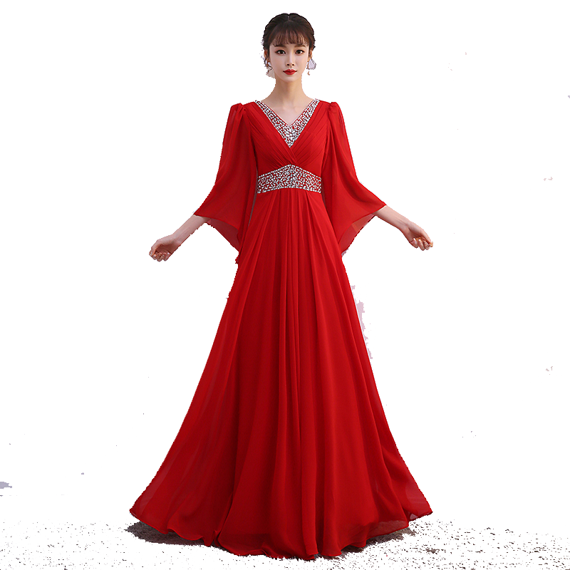 大合唱團(tuán)演出服女長(zhǎng)裙新款朗誦紅歌表演比賽指揮禮服學(xué)生合唱服