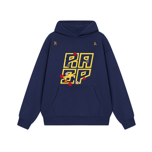 RASP美式轮廓刺绣品牌字母情侣上衣外套国潮牌420克休闲连帽卫衣