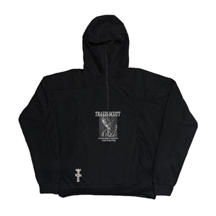 RULEE黑怕 Travis Scott 拼接半拉链Cactus Jack连帽卫衣嘻哈长袖