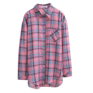 学生格子衬衫女长袖 韩版宽松2025春秋装新款学院风外穿衬衣外套