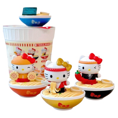 新品三丽鸥Hello kitty凯蒂猫拉面堂系列盲盒桌面摆件潮玩送礼物