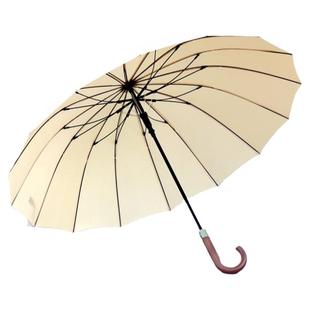 16骨升级强防风双层伞面Qiutong实木柄雨伞自动长柄伞加大晴雨伞