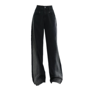 黑色阔腿牛仔裤女春季秋冬2026新款高腰宽松显瘦小个子美式直筒裤