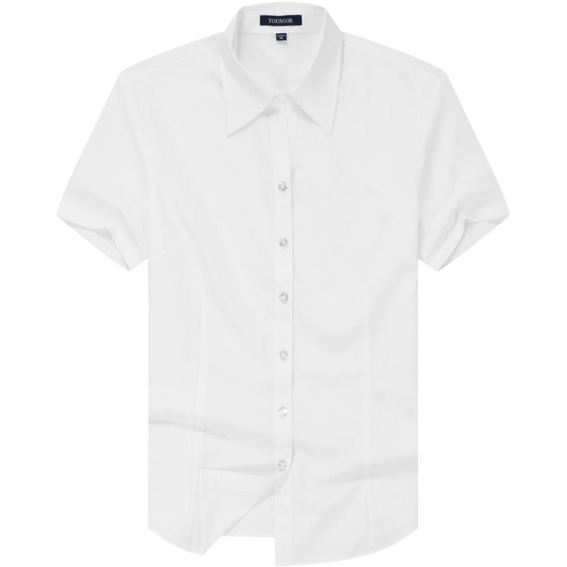 雅戈尔女士短袖衬衫夏季新款商务休闲白色上班免烫衬衣2537