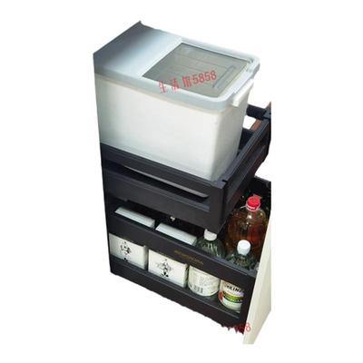 豪华双层纳米铝合金厨房橱柜抽屉式米箱干货零食调味调料拉篮阻尼