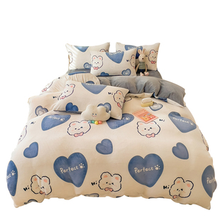 牛奶绒床上四件套冬天季加绒加厚双面珊瑚绒被套法兰绒床单三件套