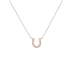 sanswood马蹄U型简约轻奢微镶锆石纯银镀玫瑰金项链女 百搭锁骨链