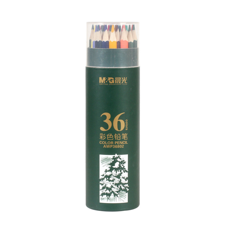 正品晨光文具AWP34309彩色铅笔绘画涂鸦彩铅木杆桶装12色18色24色36 美术用品文具学习用品