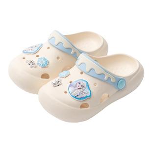 洞洞鞋儿童夏季户外软底防滑卡通艾莎公主厚底沙滩女童凉拖鞋外穿