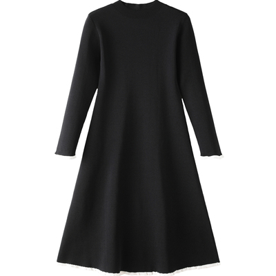 黑色修身连衣裙长款打底收腰长裙