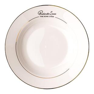 创意欧式骨瓷餐具金边家用陶瓷盘子西餐盘汤盘深盘菜盘意面盘碟子