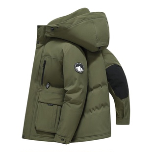 【王一博同款】鸭鸭时尚短款羽绒服男款2025冬季新款加厚迷彩外套