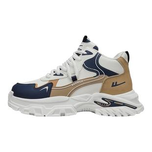 回力篮球鞋男款2025冬季新款高颜值防水防滑跑步鞋皮面高帮运动鞋