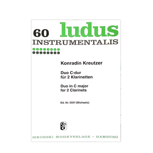 克劳伊策尔 C大调二重奏 两只单簧管 思考斯基原版乐谱书 Kreutzer Duo for 2 Klarinetten SIK0550F