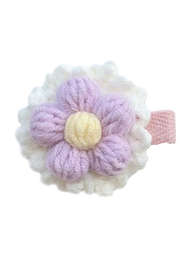 手工毛线钩织泡芙小花边夹女宝