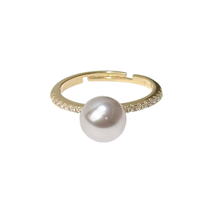 方糖家 温柔春日显白曼塔玫瑰珍珠纯银排钻戒指叠戴轻奢指环女款