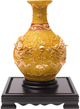 双龙戏珠花瓶工艺品摆件金箔礼品