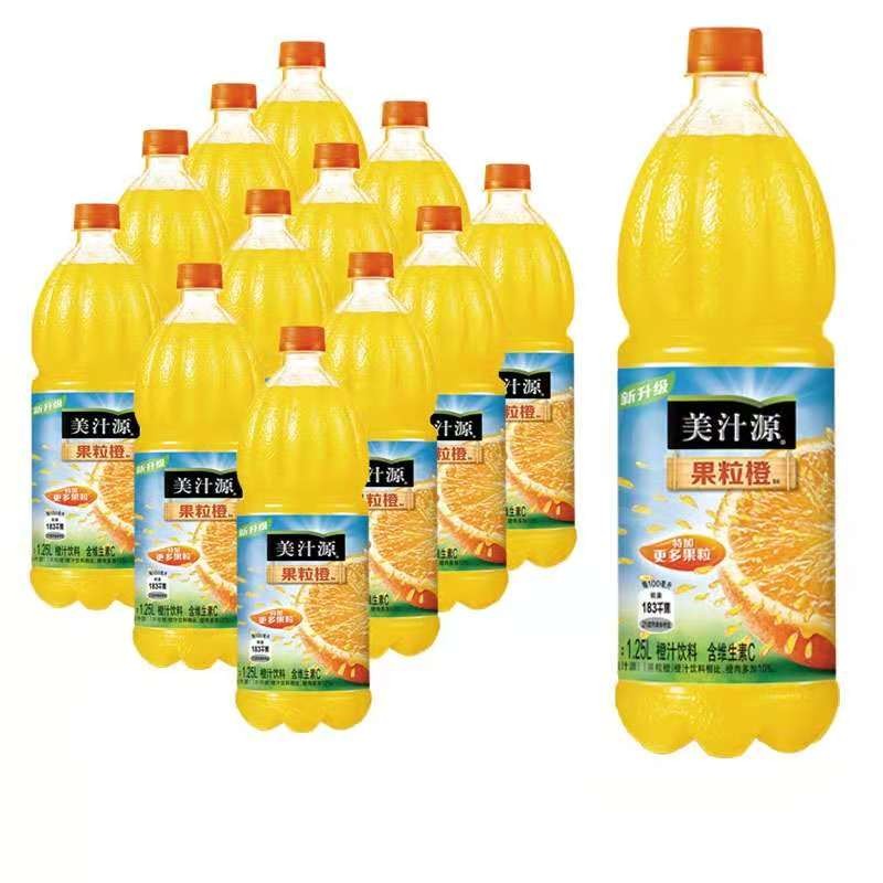 美汁源果粒橙饮料1.8L 3瓶 6瓶整箱大瓶家庭装橙汁可口可乐